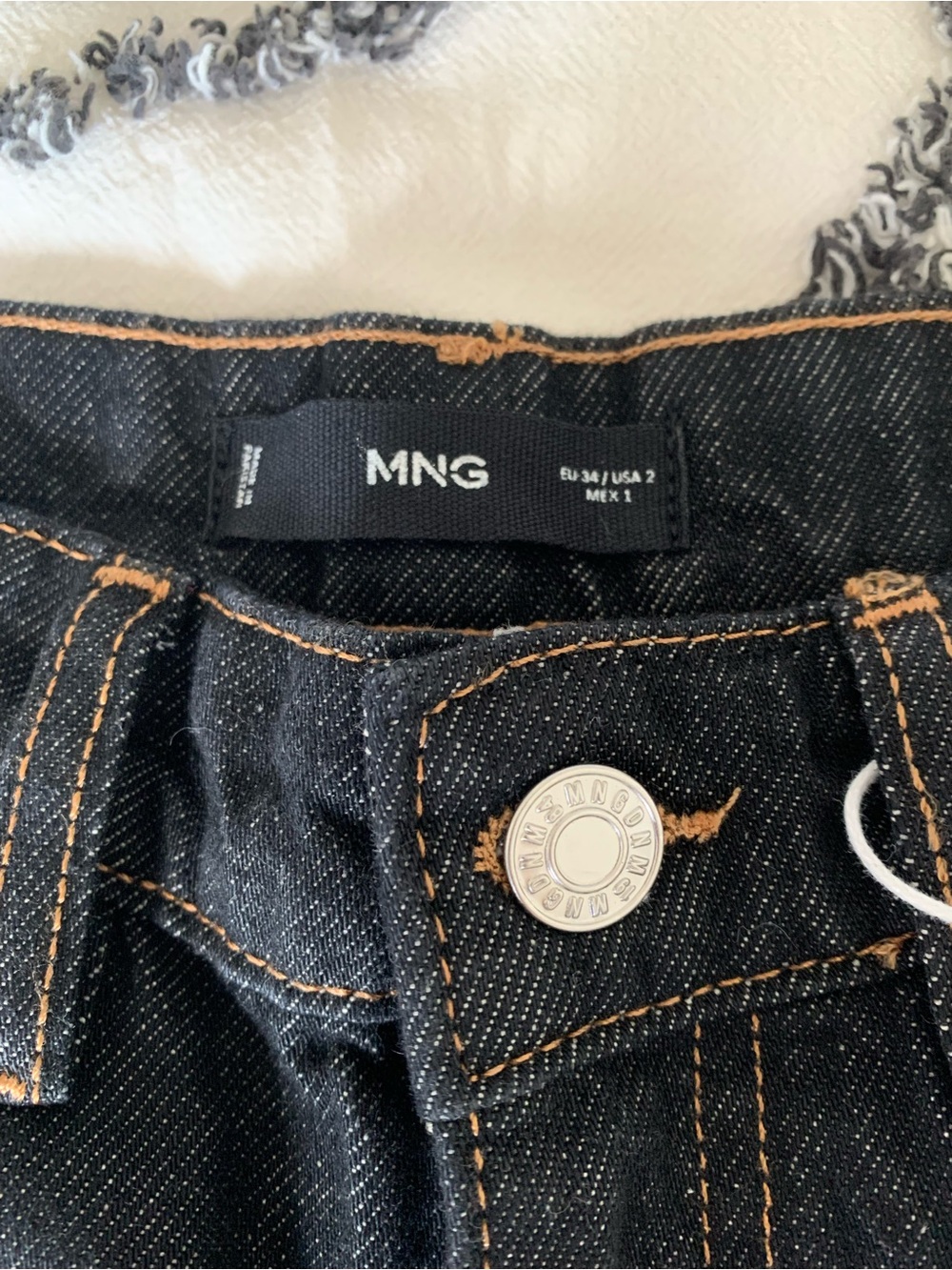 Mango Women’s Black Flared Jeans with Contrast Tan Stitching
